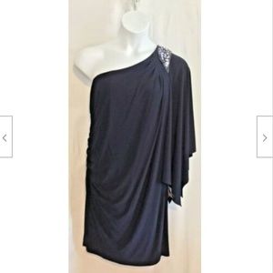 NWT R & M Richard Dress size 16W One Shoulder Navy
